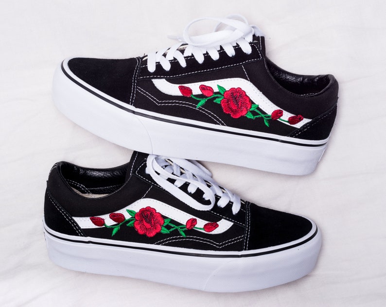 vans platform roses