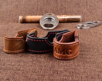 Set porta sigari in pelle e coltello, regalo di compleanno, regalo per la festa del papà, regalo per il terzo anniversario, porta sigari, regali per uomo, regalo di Natale