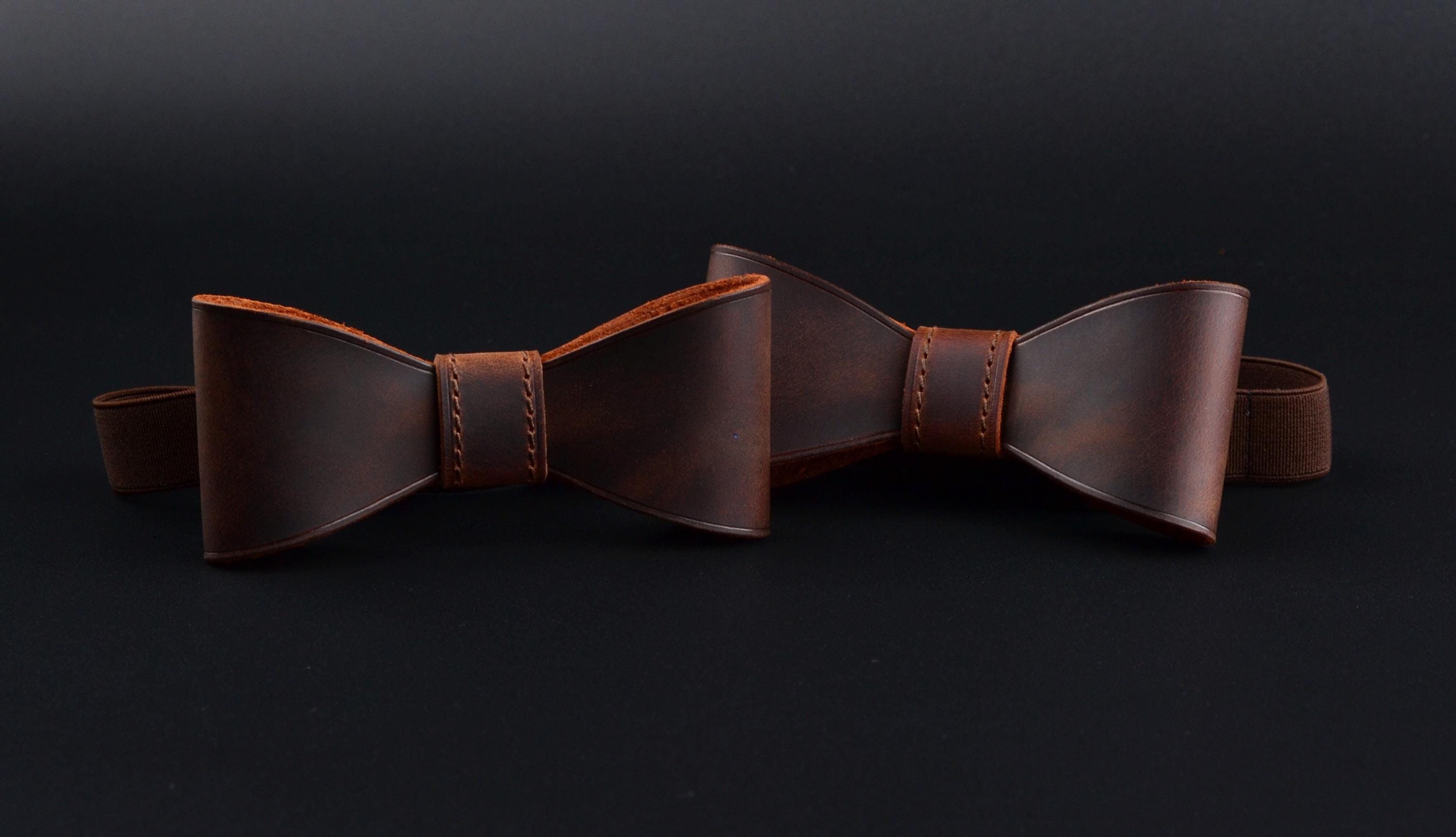 Personalized Rustic Leather Bow Tie, Groomsmen Gift