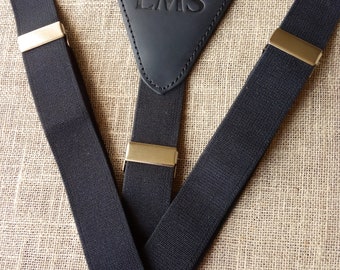 Black + Silver Wedding suspenders for the groom Personalized suspenders Groomsmen gift Elastic suspenders  suspenders Width -1 "