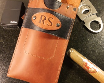 Leather cigars case Leather Personalized Groomsmen Gifts Gift for Mens Leather Accessories Cigar Cutter Holder Cigars Box pouch roll holder