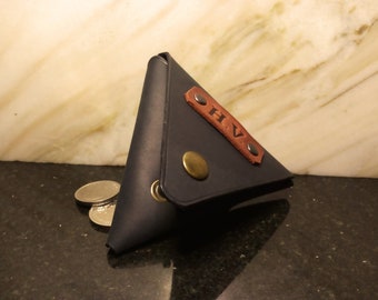 Leather Personalized Coin Box wallet leather wallet Triangular coin holder Leather wallet for money Leather wallet