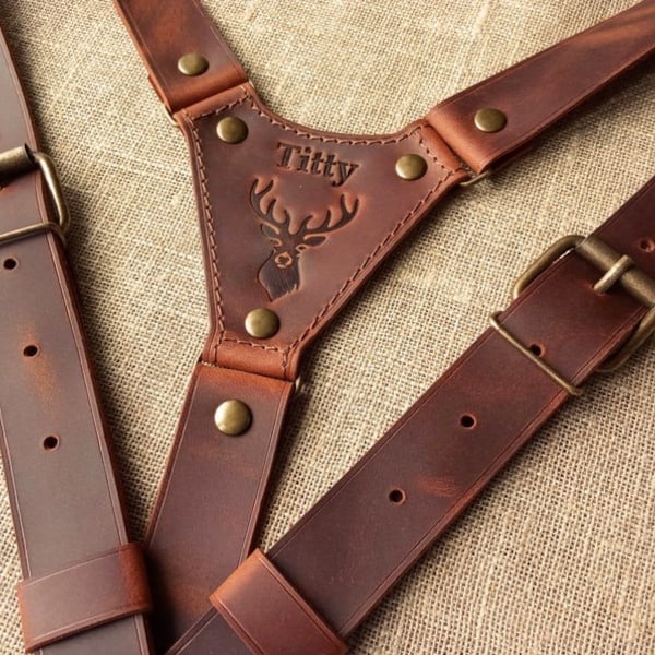 Rustic (Dark Cognac) Leather suspenders Personalized Personalized Gifts For Men Suspenders Wedding Suspenders Mens Braces For Grooms