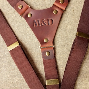 Personalized suspenders Wedding suspenders for the groom  Elastic suspenders Suspenders for men Leather suspenders Party accessory Width -1&quot;