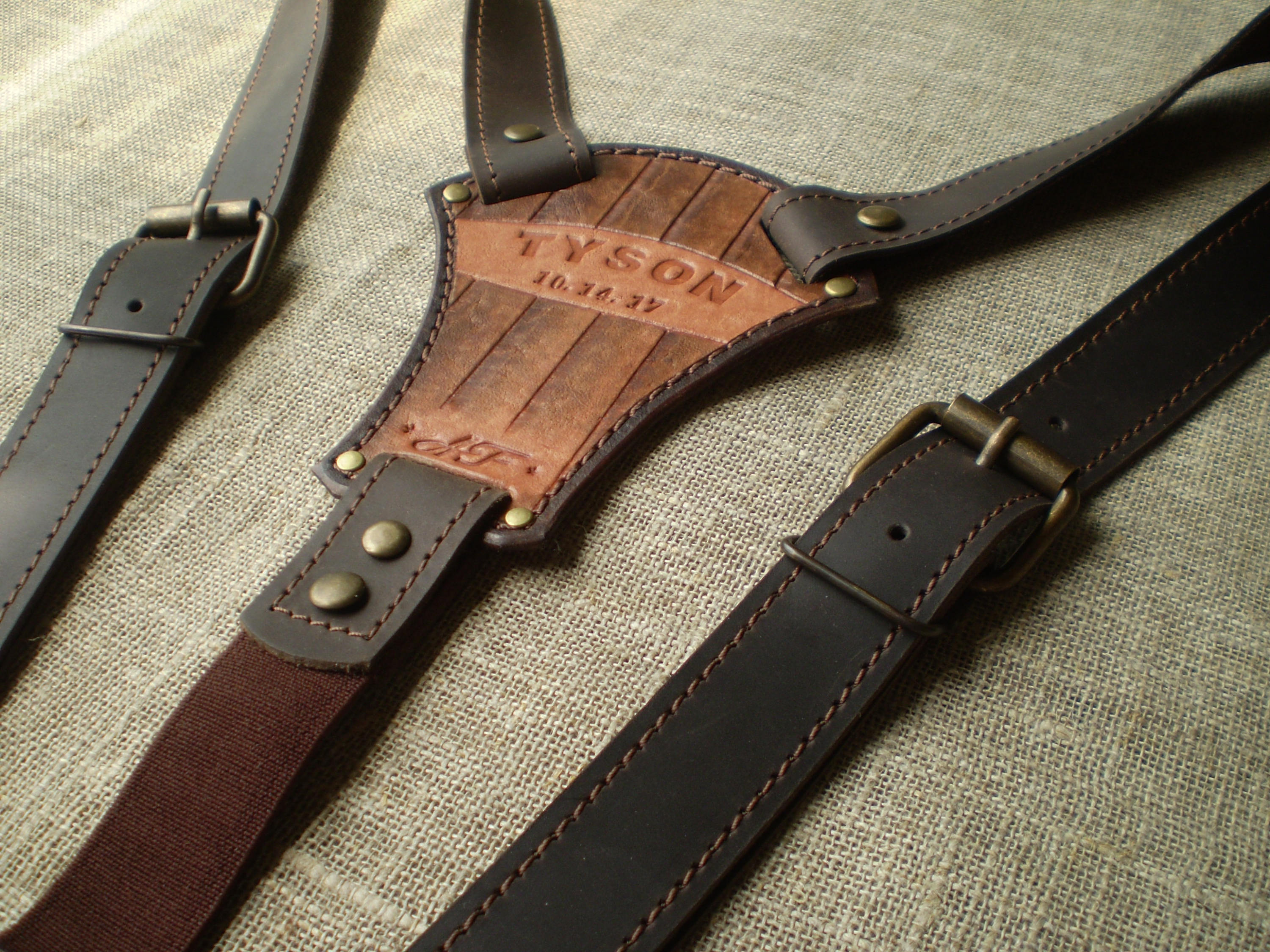 Leather suspenders Personalized leather suspenders Wedding Etsy