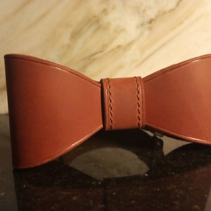 Brown Personalized leather Bow tie Mens bow tie Gift groomsmen bow tie wedding bow tie monogram bow tie Baby bow tie Leather accessories