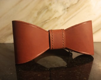 Brown Personalized leather Bow tie Mens bow tie Gift groomsmen bow tie wedding bow tie monogram bow tie Baby bow tie Leather accessories