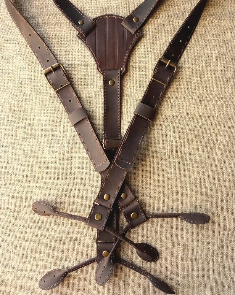 Leather suspenders for groom Personalized leather suspenders Wedding suspenders with initials Wedding Handmade Suspenders width 1