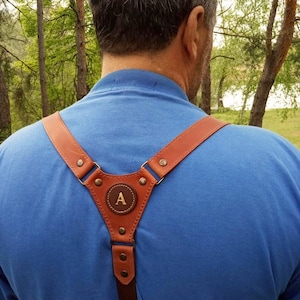 Leather suspenders Personalized Personalized Gifts For Men Suspenders Wedding Suspenders Mens Braces For Grooms Leather suspenders width 1 &quot;