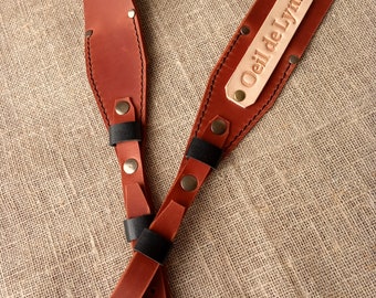 Leather Camera strap Personalized Leather Camera straps Monogram Camera strap DSLR camera strap Brown Leather strap 118 cm