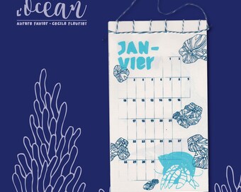 Screen printed calendar - under the sea