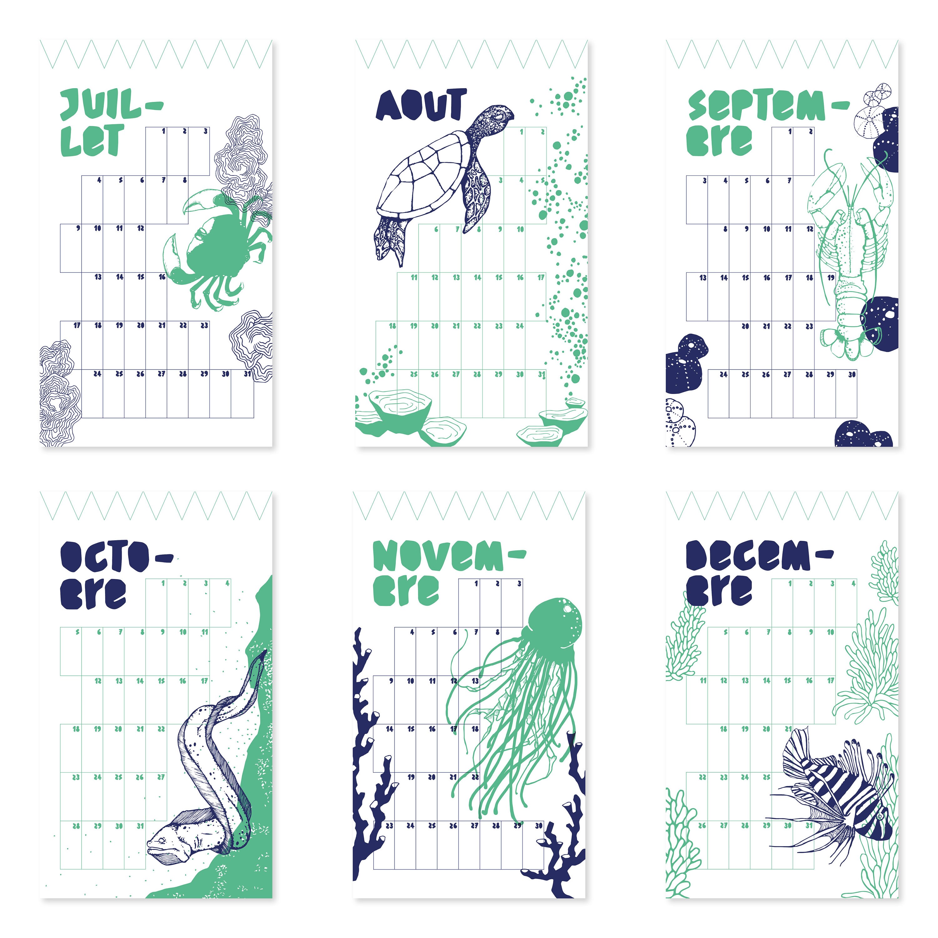 Screenprint Calendar Under The Ocean Etsy screenprint-calendar-under-the-ocean-etsy