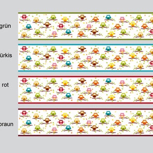 Kinderbordüre: Lustige bunte Eulen 12 cm Höhe Kinderbordüre, Vlies Bordüre für Kinderzimmer Bild 3