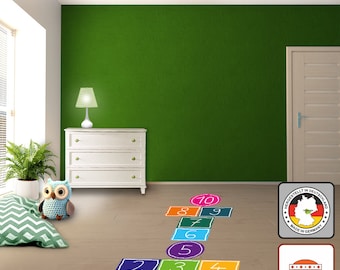 Bodenaufkleber: Hüpfkästchen - 10 teilig |  Fußbodensticker, klebt auf Fußböden und Wänden, Kinderzimmerdeko