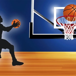 Kinderbordüre: Basketball 18 cm Höhe sportliche Vliesbordüre für Kinder mit Basketballspieler, optional selbstklebend Bild 4