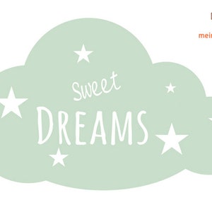 Wandtattoo: Wolke Sweet Dreams, personalisierbarer Wandsticker für Kinderzimmer und Babyzimmer, Geschenk zur Geburt Bild 1
