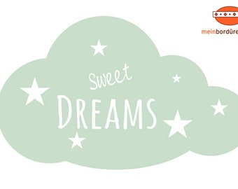 Wandtattoo: Wolke | Sweet Dreams, personalisierbarer Wandsticker für Kinderzimmer und Babyzimmer, Geschenk zur Geburt