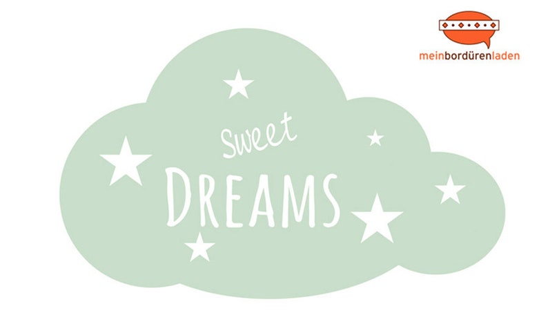 Wandtattoo: Wolke Sweet Dreams, personalisierbarer Wandsticker für Kinderzimmer und Babyzimmer, Geschenk zur Geburt Bild 1