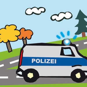 Vlies Bordüre für Kinder: Fahrzeuge Polizei 18 cm Höhe Kinder Bordüre mit Feuerwehr, Polizei, Bagger & Traktor afbeelding 7