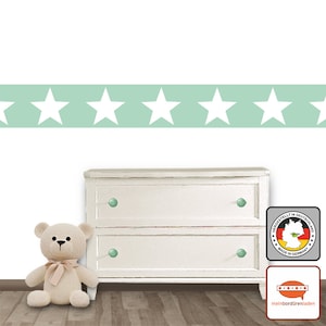Kinderzimmerbordüre: Sterne pastell 10 cm Höhe Vliesbordüre mit großen Sternen in Pastellfarben optional selbstklebend Bild 1