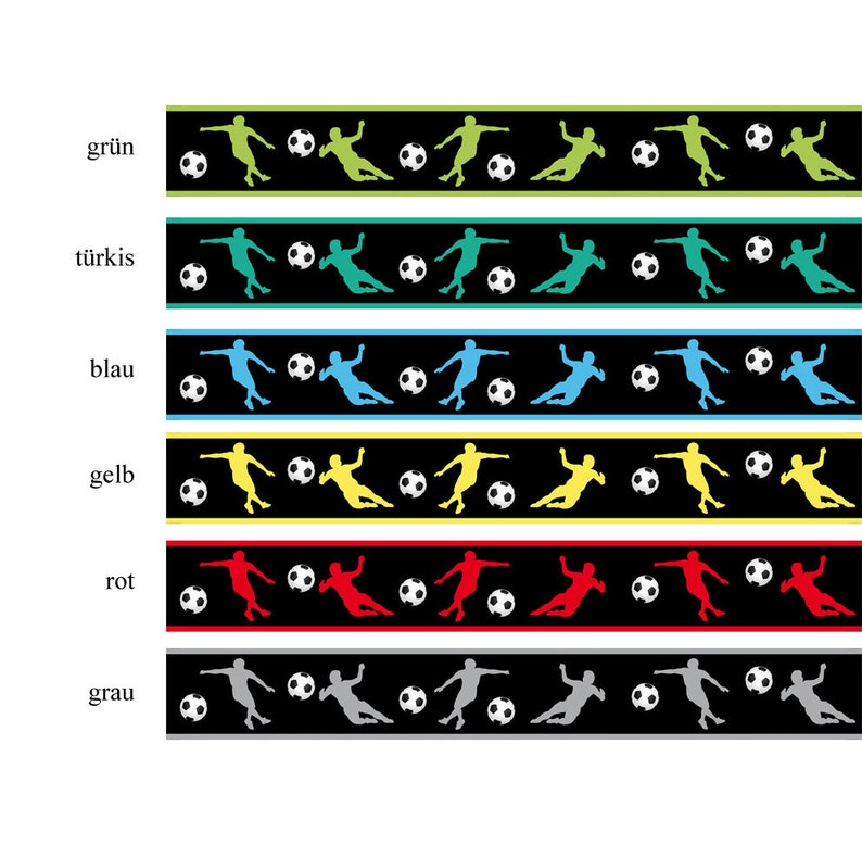 ECO Vlies Bordüre: Fußballspieler 18 cm Höhe Fußballbordüre in verschiedenen Farben für Fußballfans Bild 2