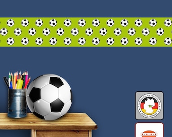 Vlies Bordüre: Kleine Fußbälle - 11 cm Höhe - Fußballbordüre in vielen Farben - optional selbstklebend