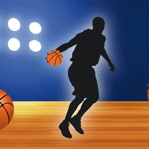 Kinderbordüre: Basketball 18 cm Höhe sportliche Vliesbordüre für Kinder mit Basketballspieler, optional selbstklebend Bild 3