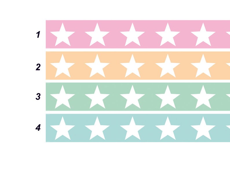 Kinderzimmerbordüre: Sterne pastell 10 cm Höhe Vliesbordüre mit großen Sternen in Pastellfarben optional selbstklebend Bild 2