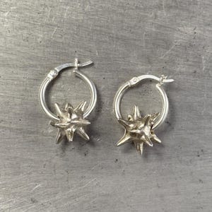 Pendientes puntiagudos vanguardistas de plata con un toque gótico y punk.
