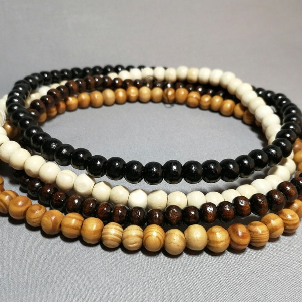 Wooden beaded necklace 7-8mm beads Choose your colour and size