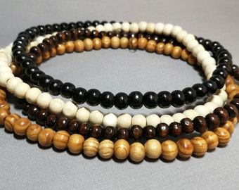 Wooden beaded necklace 7-8mm beads Choose your colour and size