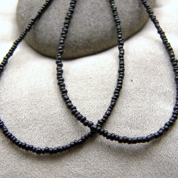 Black seed bead necklace Choose your shade and size Small glass beads Love beads Boho hippie surfer rock'n'roll grunge accessories Delicate