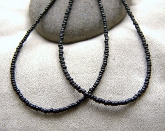 Black seed bead necklace Choose your shade and size Small glass beads Love beads Boho hippie surfer rock'n'roll grunge accessories Delicate