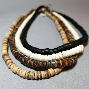 Coconut necklace 5 mm beads Natural coconut Surfer rustic jewellery