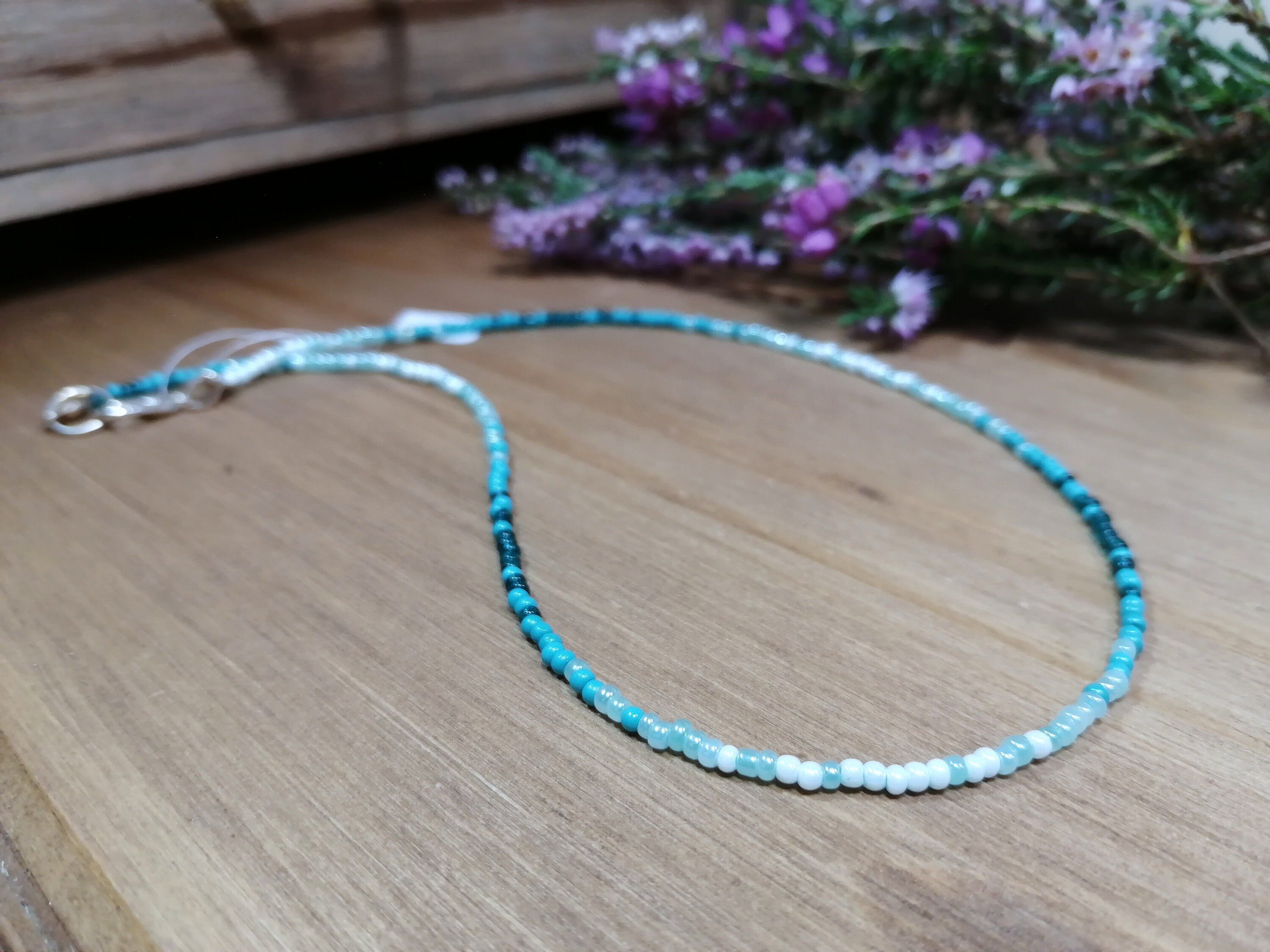 Turquoise Seed Bead Necklace - Etsy