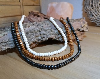 Wooden necklace 4mm beads Choose your colour and size For men women