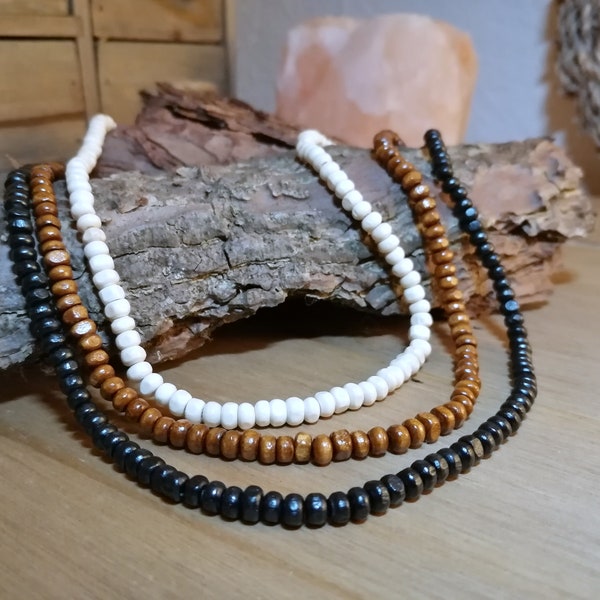 Wooden necklace 4mm beads Choose your colour and size For men women