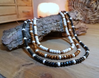Wooden necklace For men women 4mm beads Choose your colour and size
