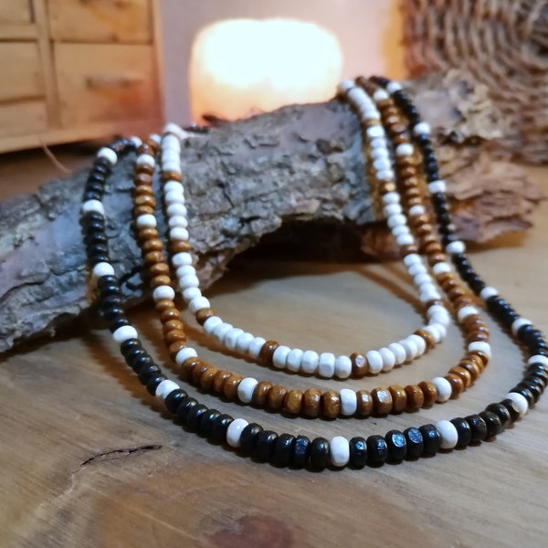 Wooden necklace For men women 4mm beads Choose your colour and size