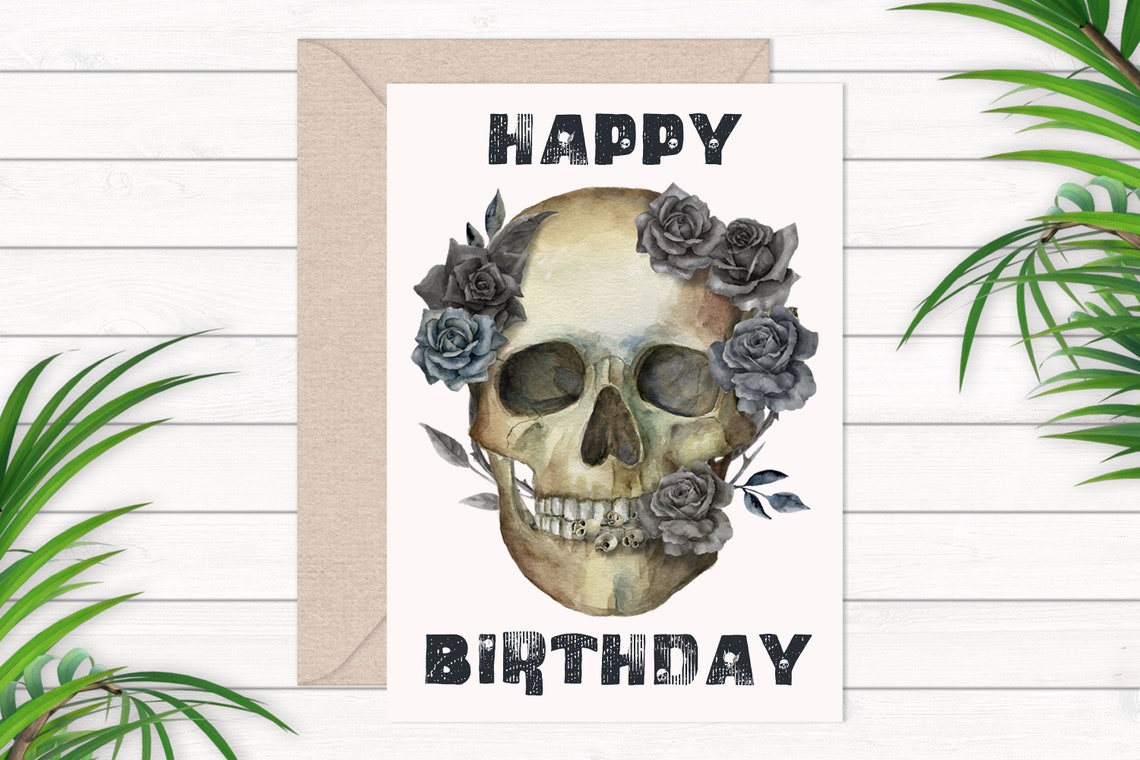 Skull Birthday Card Unusual Birthday Card Skull Gifts Skull | Etsy