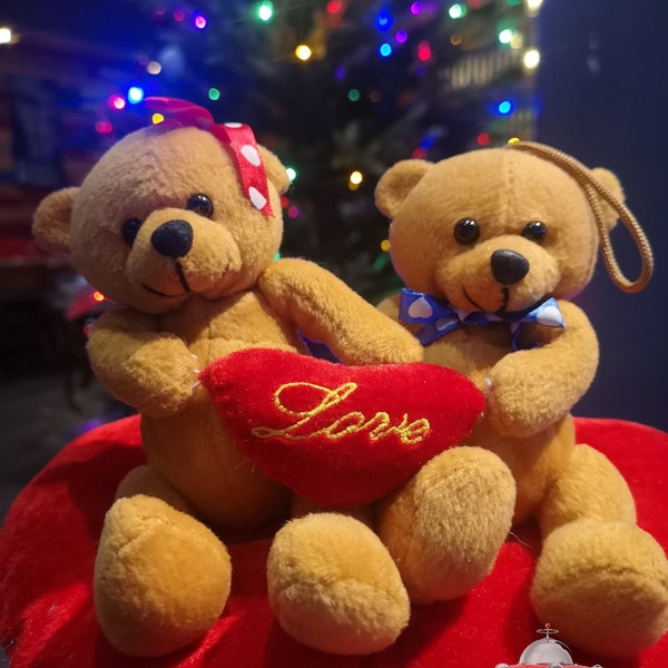 Maskotka Pluszowa Teddy Bears Girl and Boy with Heart from Poland with Love! Vintage
