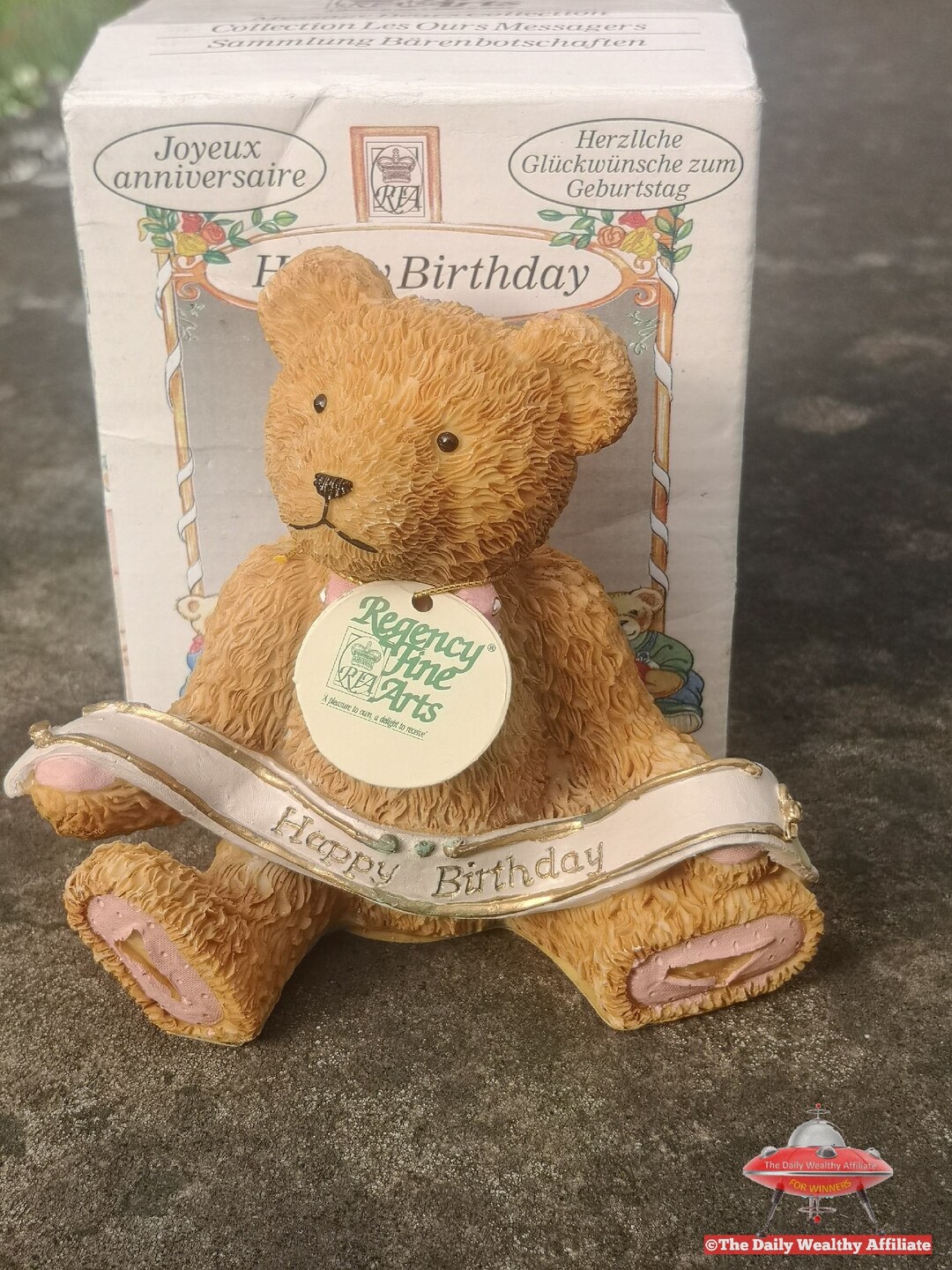 Happy Birthday Teddy Bear Regency Fine Arts RCA Figurine Ornament Boxed