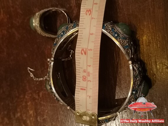 Beautiful China Vintage Carved Enamelled Bracelet… - image 10