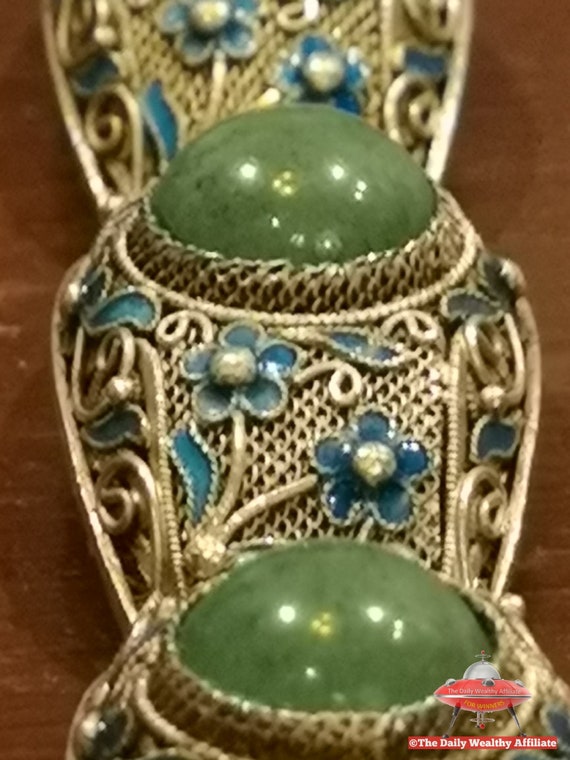 Beautiful China Vintage Carved Enamelled Bracelet… - image 7