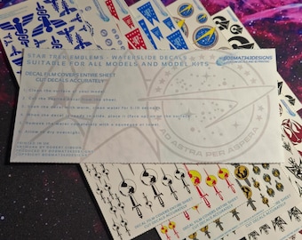 Waterslide Decals Trek Emblem Packs: Starfleet, Klingon, Mirror Universe, For Model Kits