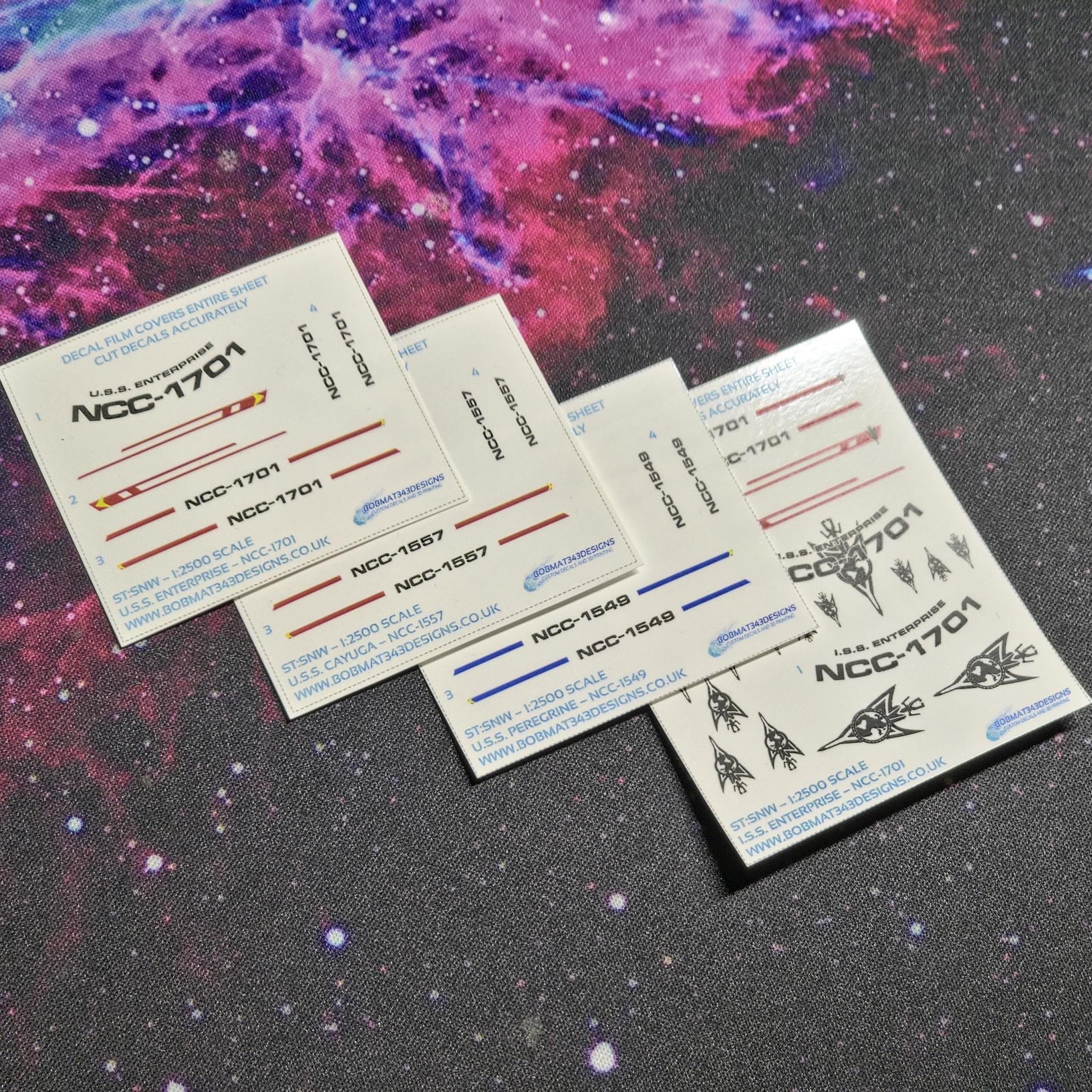 Waterslide Decals for Strange New Worlds 1:2500 Scale Constitution Class USS Enterprise NCC-1701 - Custom Registries Available