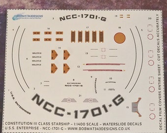 Waterslide Decals for 1:2500 Scale Constitution III TITAN-A & ENTERPRISE-G - Custom Registries Available