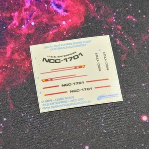 Strange New Worlds 1:2500 Waterslide Decals Scale Constitution Class USS Enterprise NCC-1701 - Custom Registries Available