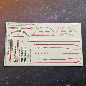 Waterslide Decals for 1:1000 Scale Defiant Class U.S.S. DEFIANT NX-74205 - Custom Registries Available