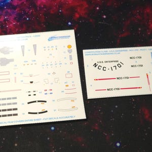 Kalkomanie wodne do okrętu USS Enterprise NCC-1701 w skali 1:2500 TOS Constitution – dostępne są niestandardowe rejestry